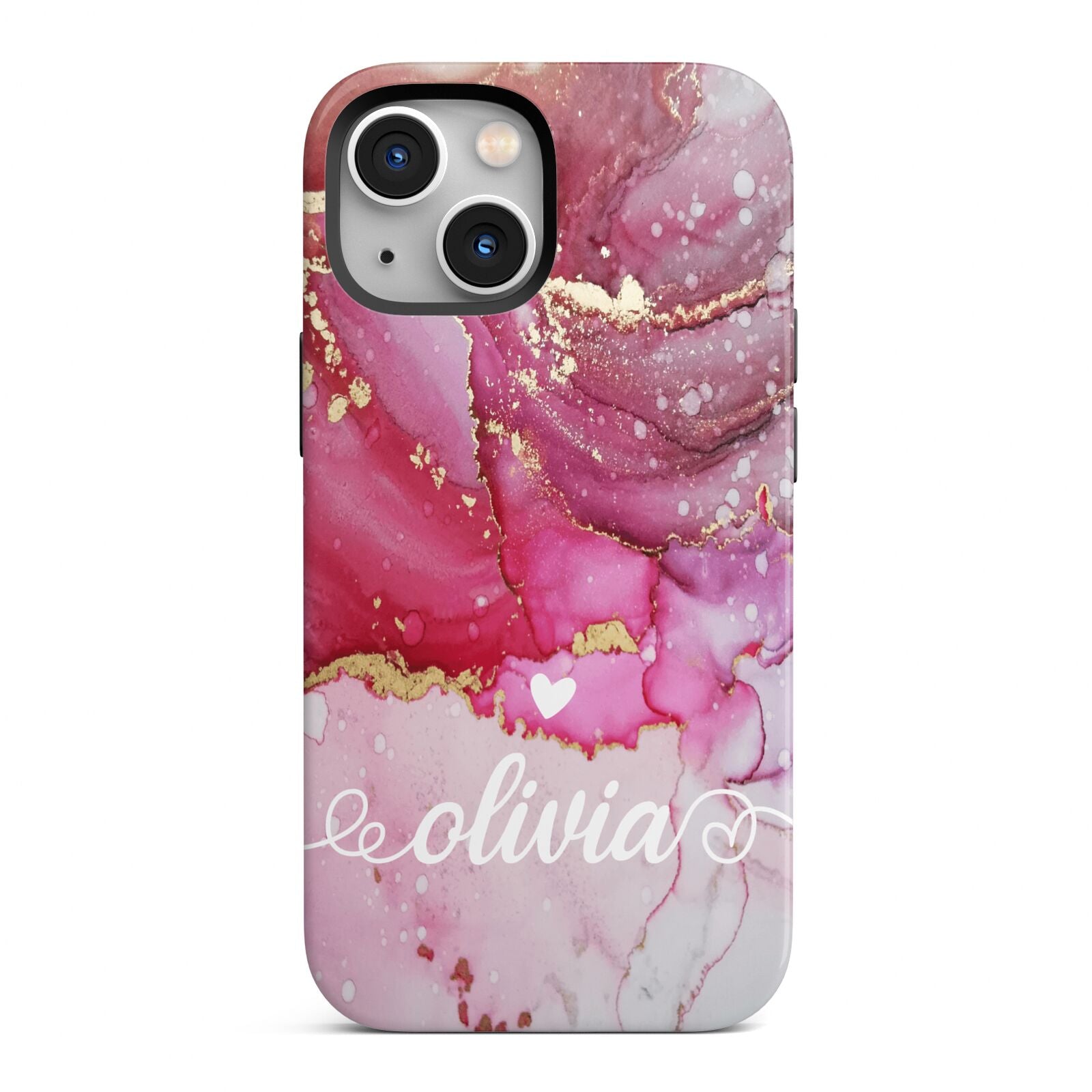 Custom Pink Marble iPhone 13 Mini Full Wrap 3D Tough Case