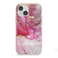 Custom Pink Marble iPhone 13 Mini TPU Impact Case with Pink Edges