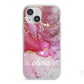 Custom Pink Marble iPhone 13 Mini TPU Impact Case with White Edges