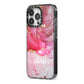 Custom Pink Marble iPhone 13 Pro Black Impact Case Side Angle on Silver phone