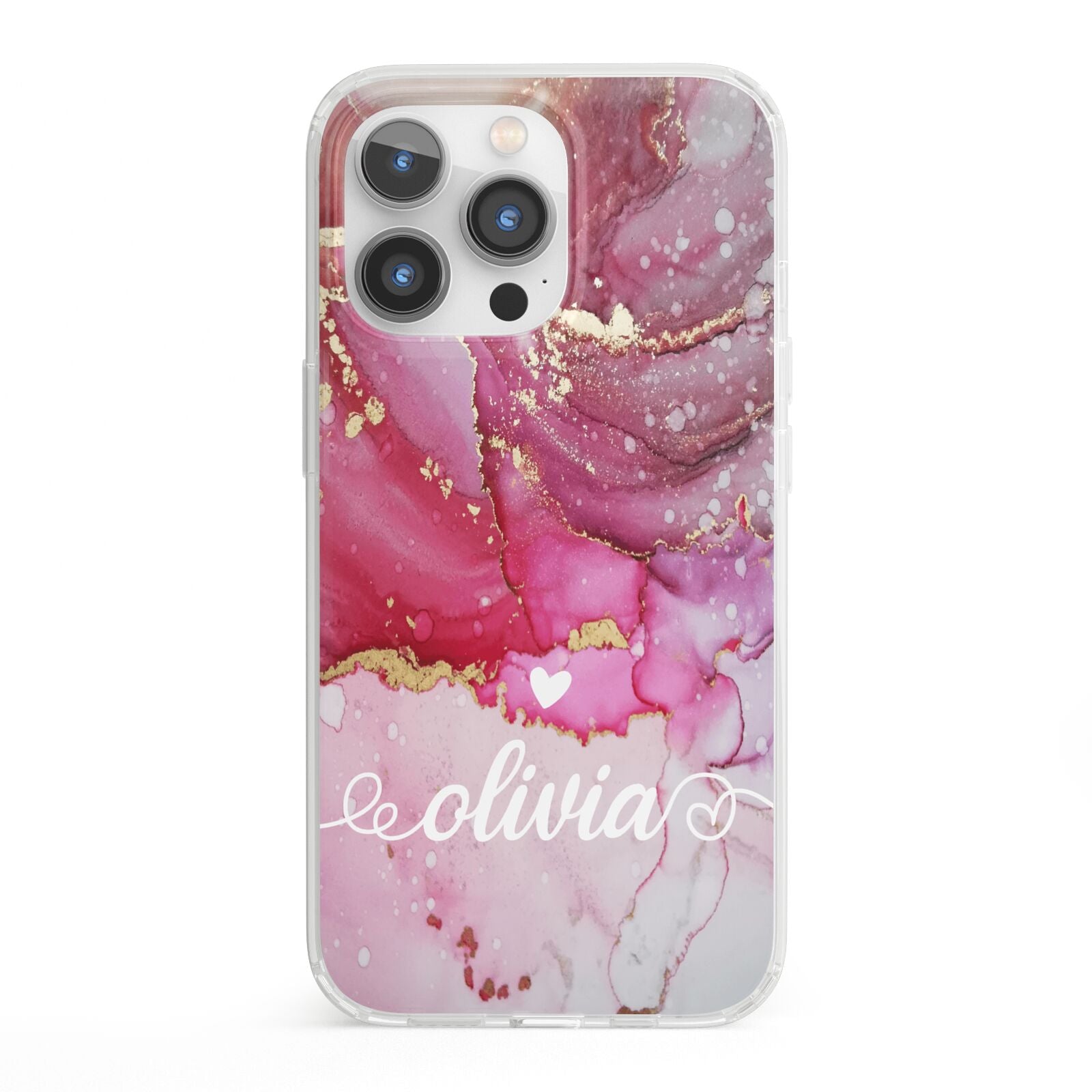 Custom Pink Marble iPhone 13 Pro Clear Bumper Case