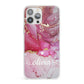 Custom Pink Marble iPhone 13 Pro Max Clear Bumper Case