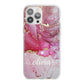 Custom Pink Marble iPhone 13 Pro Max TPU Impact Case with White Edges