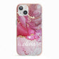 Custom Pink Marble iPhone 13 TPU Impact Case with Pink Edges