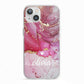 Custom Pink Marble iPhone 13 TPU Impact Case with White Edges