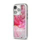 Custom Pink Marble iPhone 14 Pro Clear Tough Case Silver Angled Image