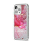 Custom Pink Marble iPhone 14 Pro Max Clear Tough Case Silver Angled Image