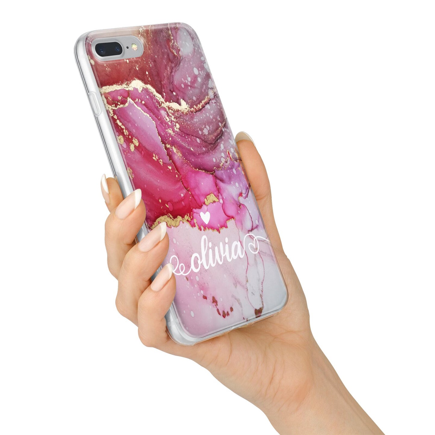 Custom Pink Marble iPhone 7 Plus Bumper Case on Silver iPhone Alternative Image