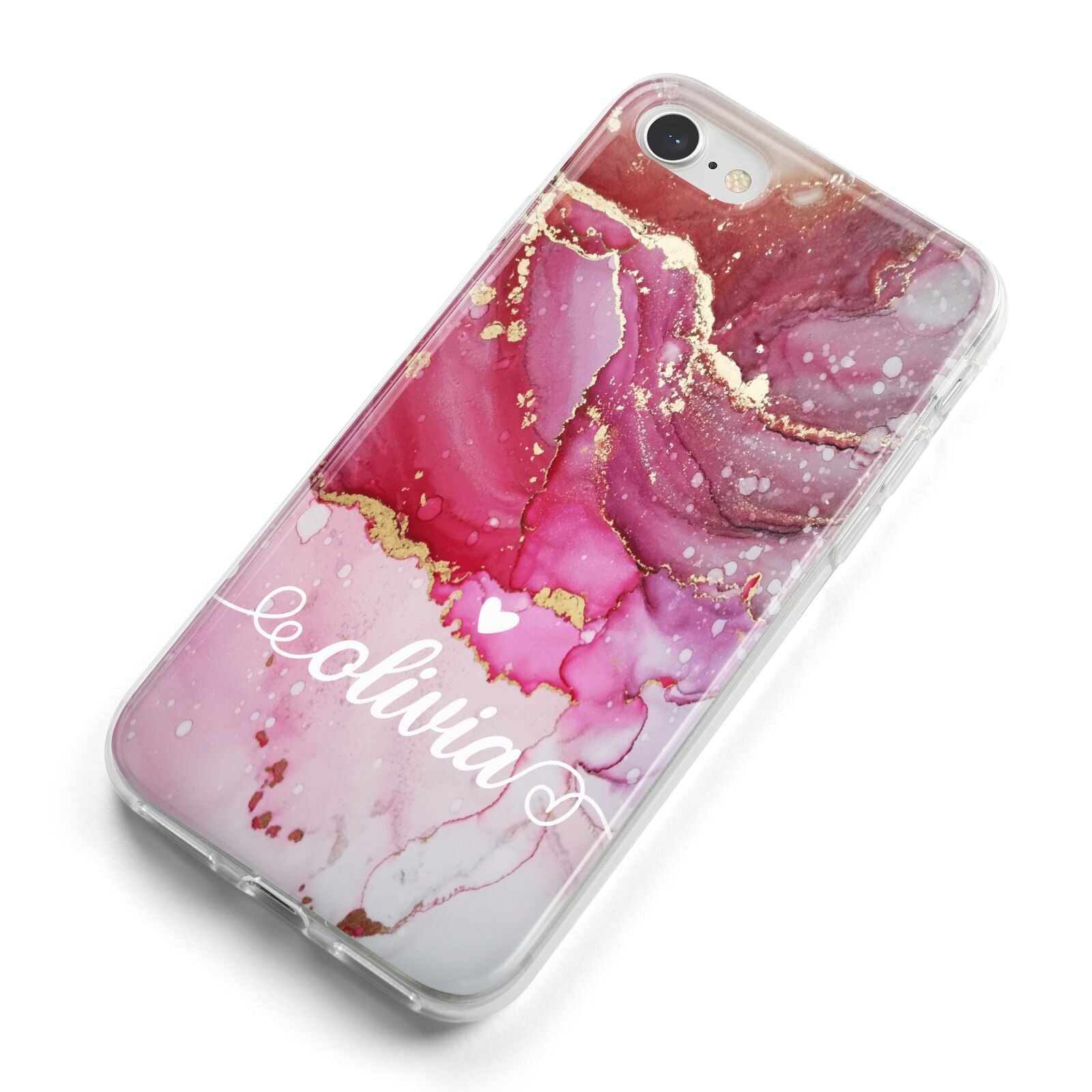 Custom Pink Marble iPhone 8 Bumper Case on Silver iPhone Alternative Image