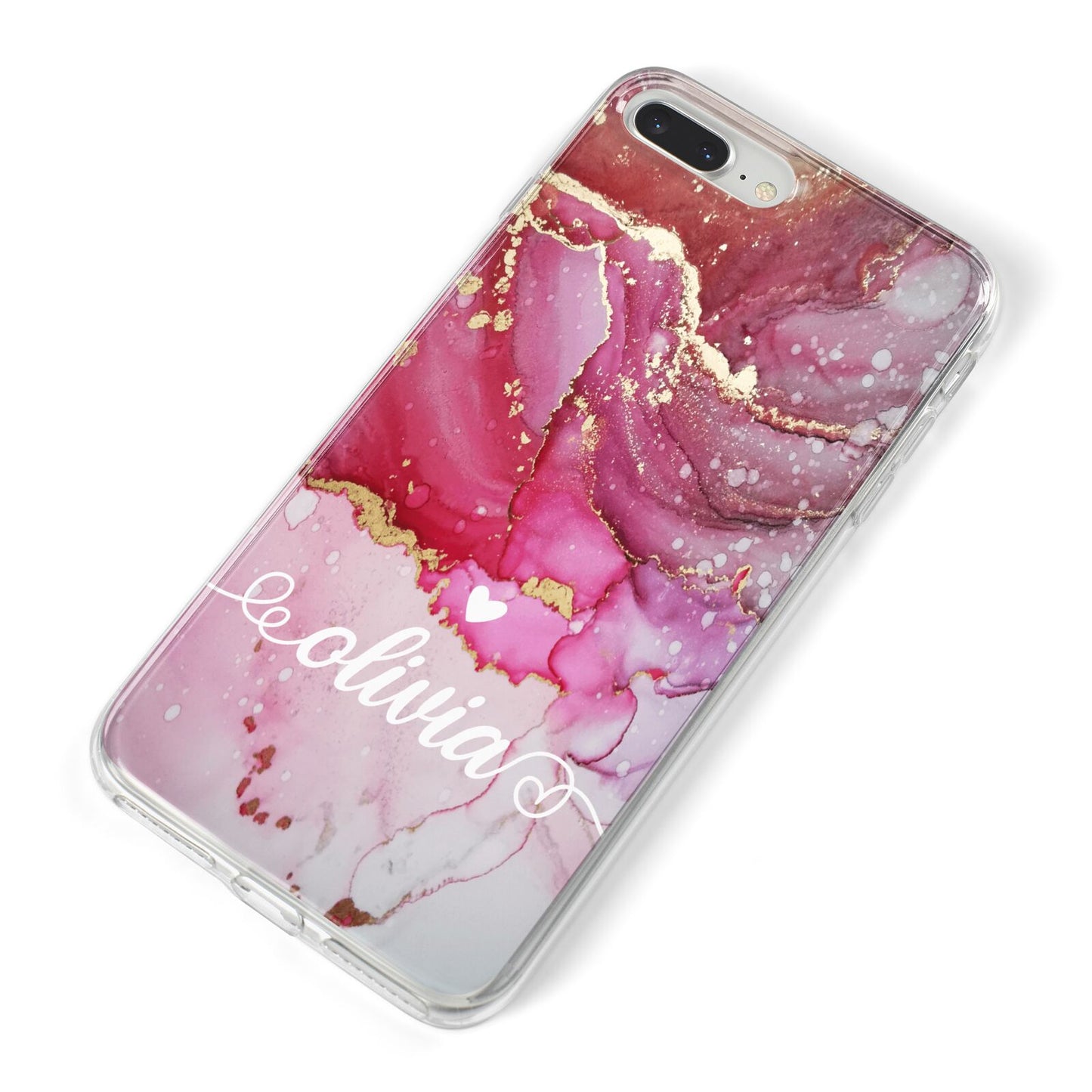 Custom Pink Marble iPhone 8 Plus Bumper Case on Silver iPhone Alternative Image