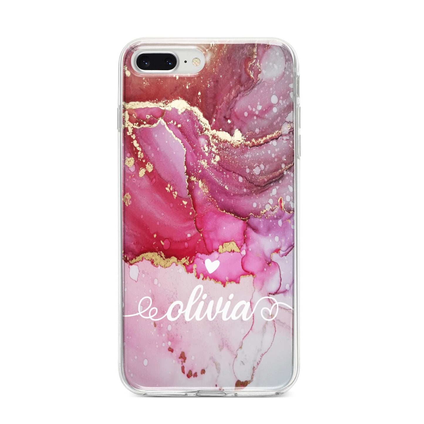Custom Pink Marble iPhone 8 Plus Bumper Case on Silver iPhone