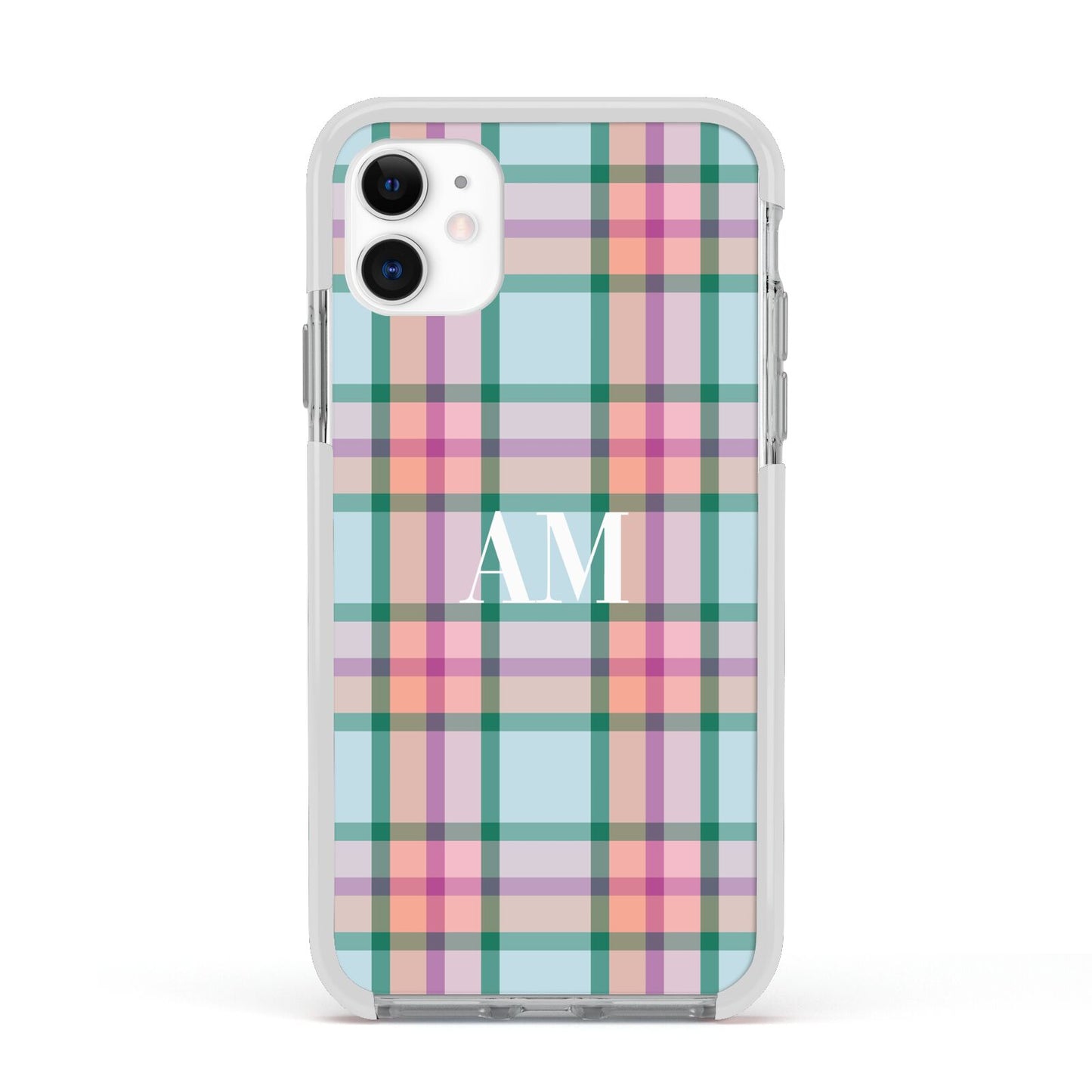 Custom Plaid Apple iPhone 11 in White with White Impact Case