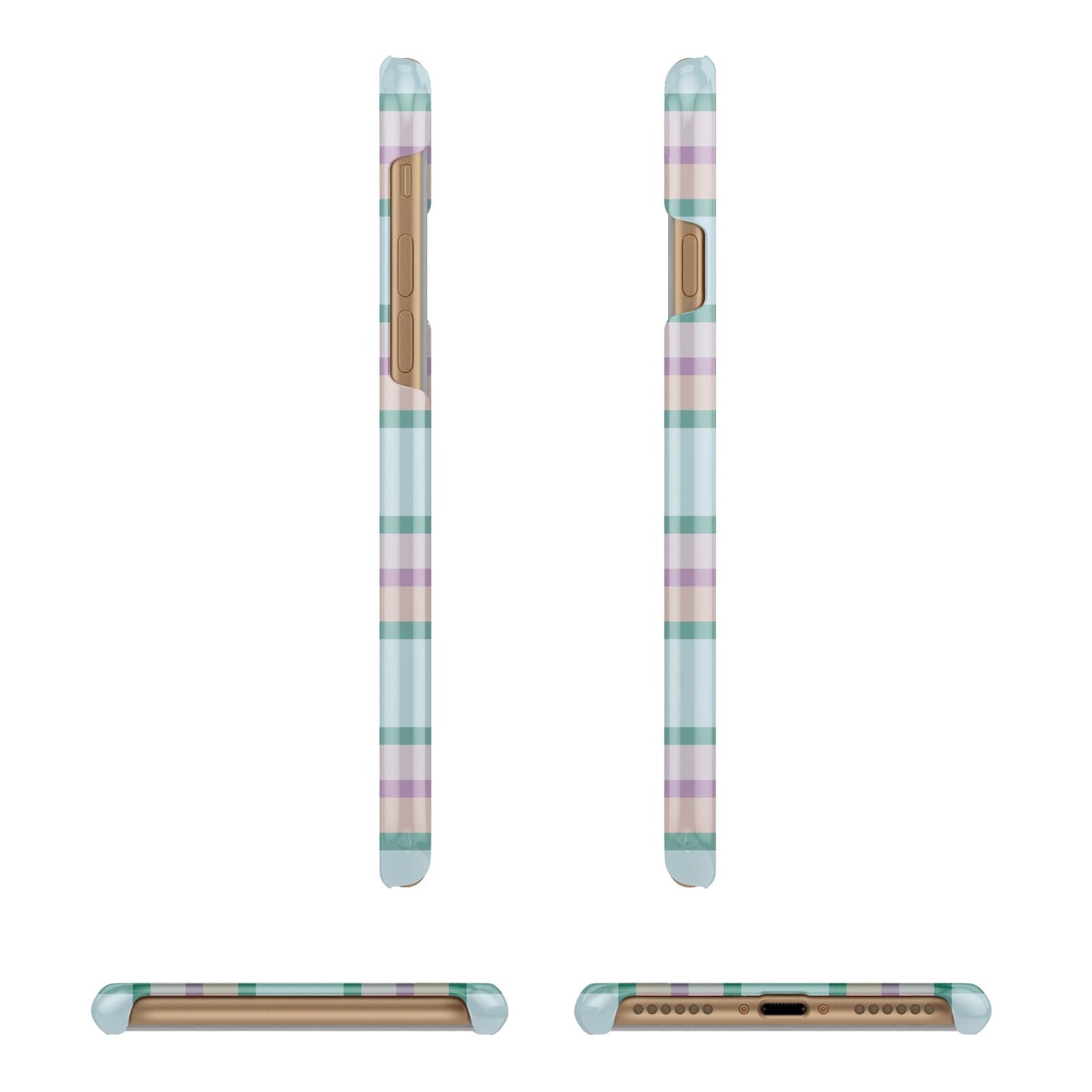 Custom Plaid Apple iPhone 7 8 3D Wrap Snap Case Angled Images