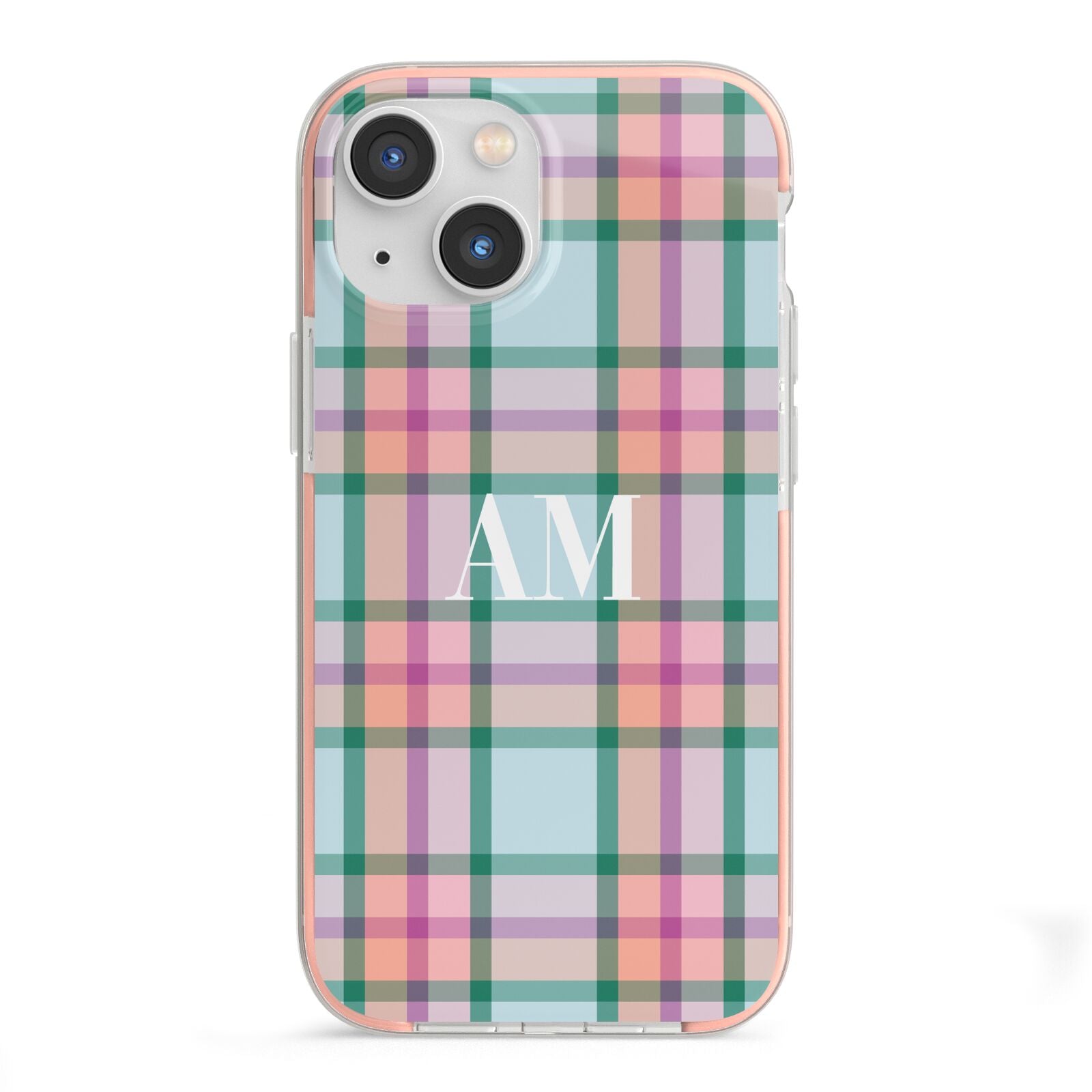 Custom Plaid iPhone 13 Mini TPU Impact Case with Pink Edges