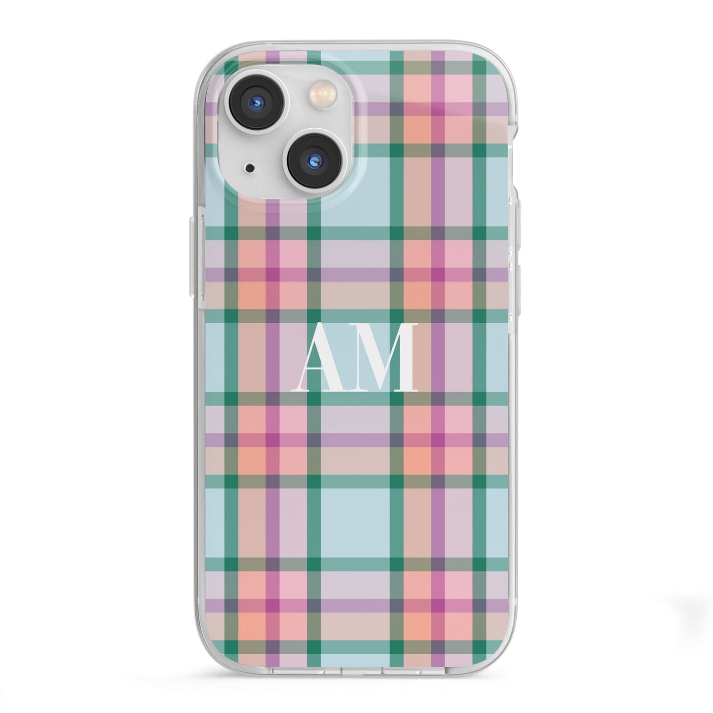 Custom Plaid iPhone 13 Mini TPU Impact Case with White Edges