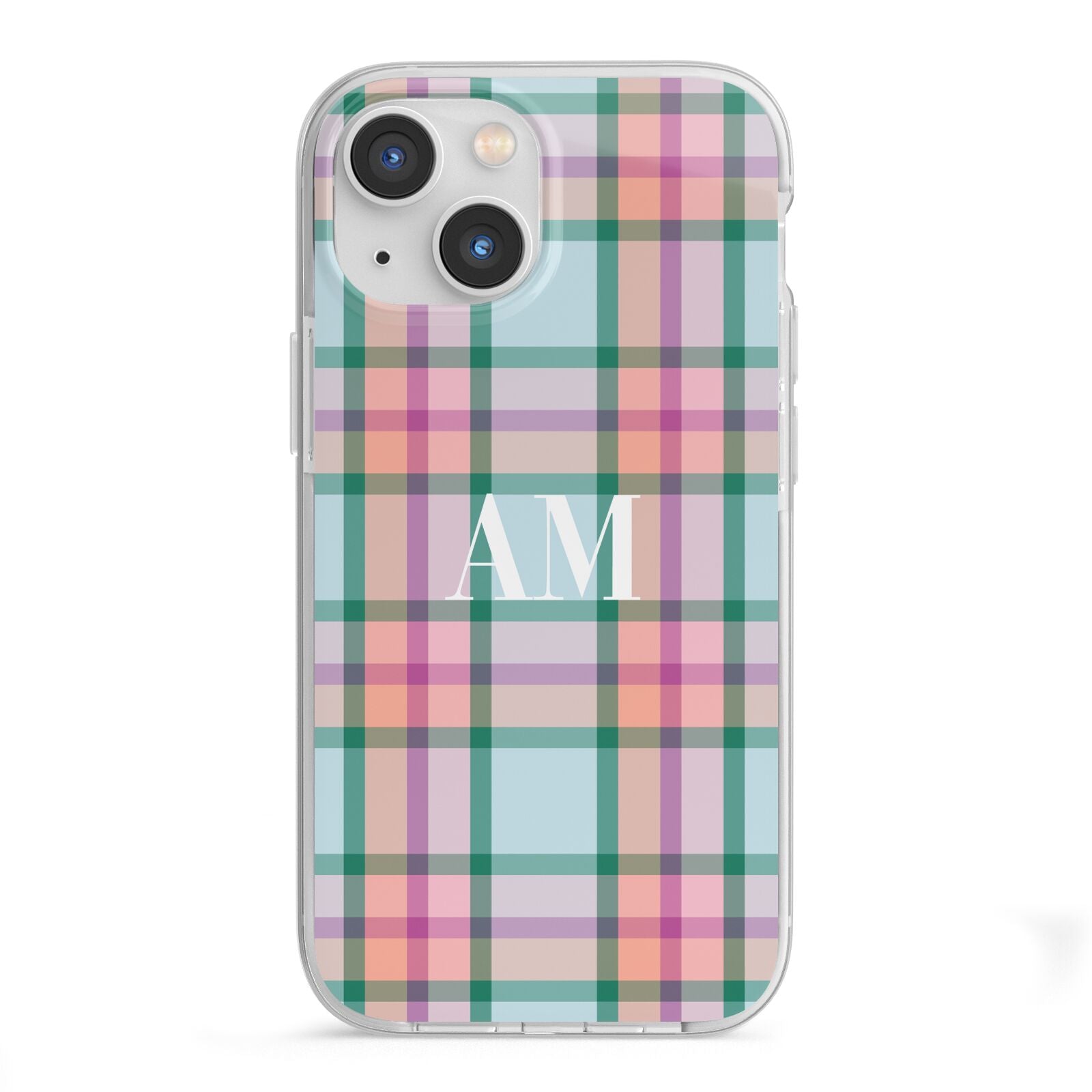 Custom Plaid iPhone 13 Mini TPU Impact Case with White Edges