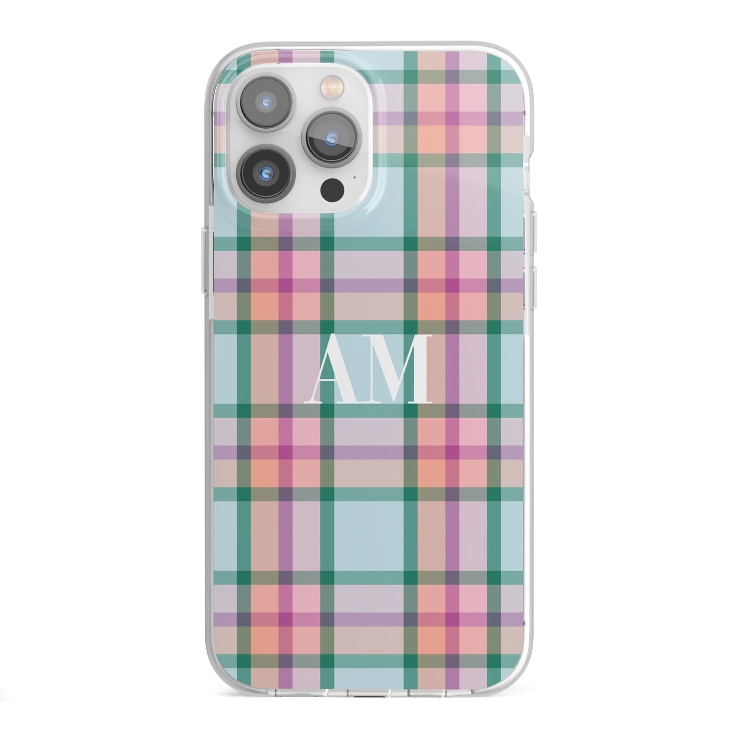 Custom Plaid iPhone 13 Pro Max TPU Impact Case with White Edges