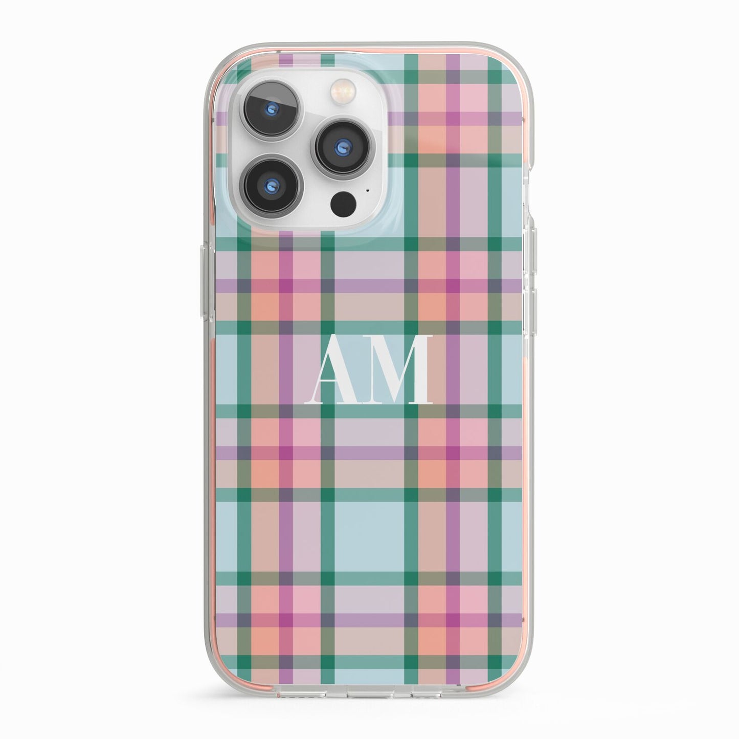Custom Plaid iPhone 13 Pro TPU Impact Case with Pink Edges