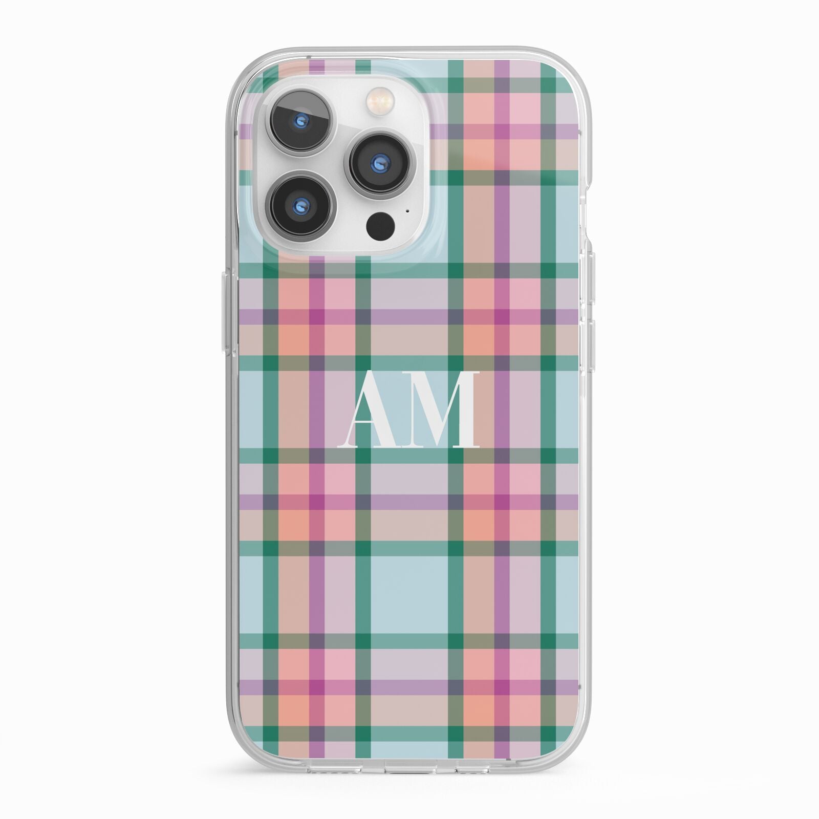 Custom Plaid iPhone 13 Pro TPU Impact Case with White Edges