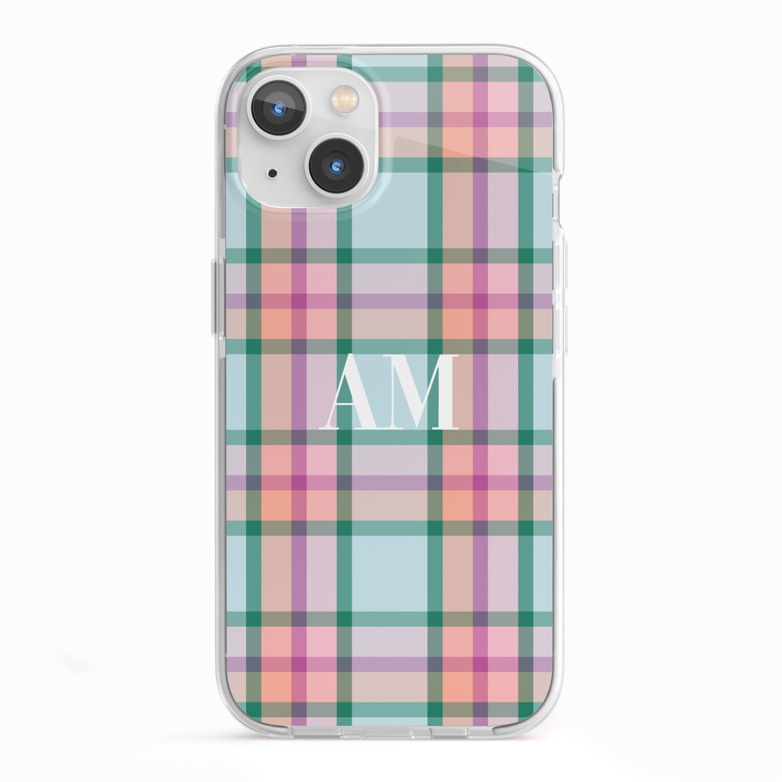 Custom Plaid iPhone 13 TPU Impact Case with White Edges