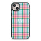Custom Plaid iPhone 14 Plus Black Impact Case on Silver phone