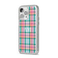 Custom Plaid iPhone 14 Pro Max Clear Tough Case Silver Angled Image