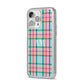 Custom Plaid iPhone 14 Pro Max Glitter Tough Case Silver Angled Image