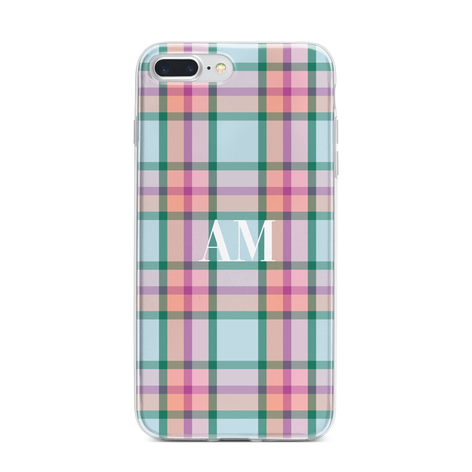Custom Plaid iPhone 7 Plus Bumper Case on Silver iPhone