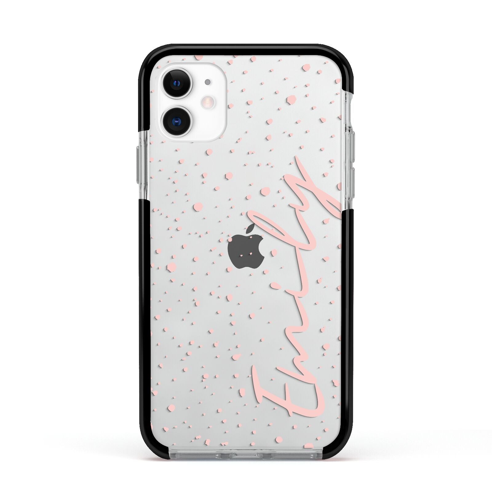 Custom Polka Dot Apple iPhone 11 in White with Black Impact Case