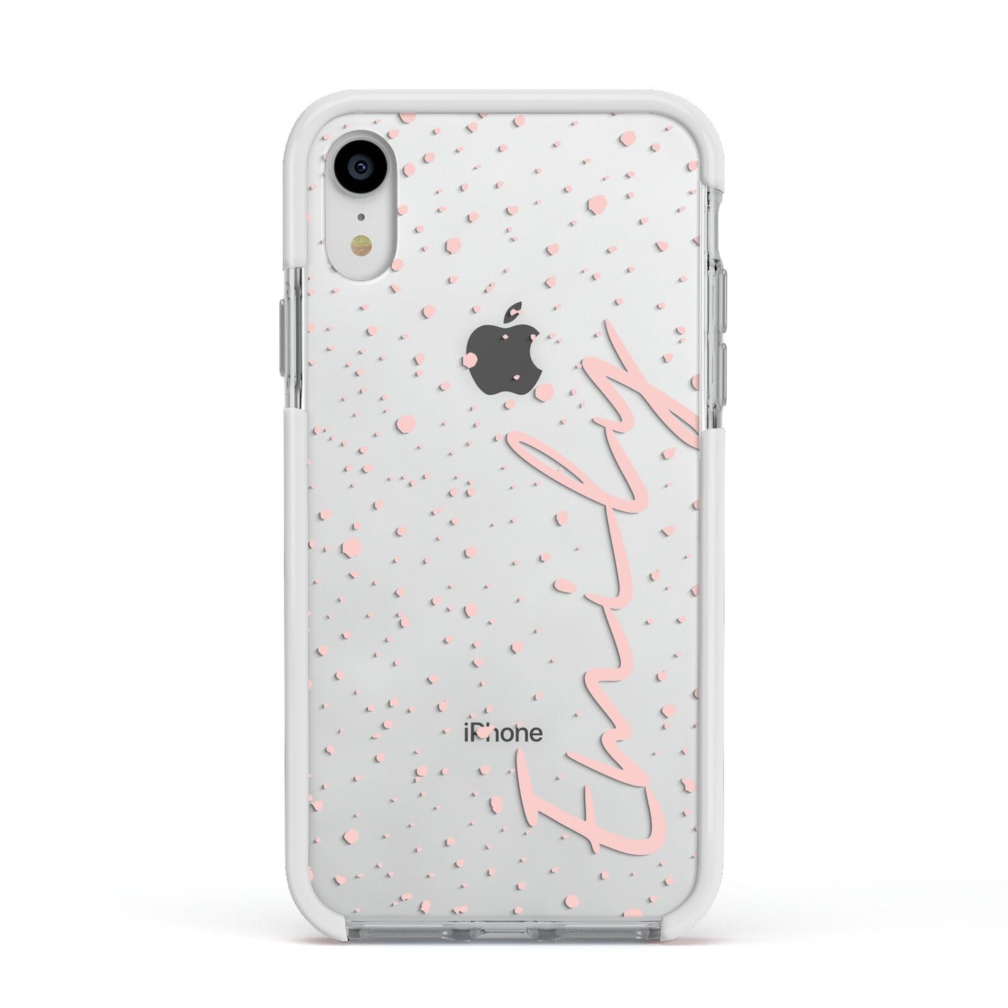 Custom Polka Dot Apple iPhone XR Impact Case White Edge on Silver Phone
