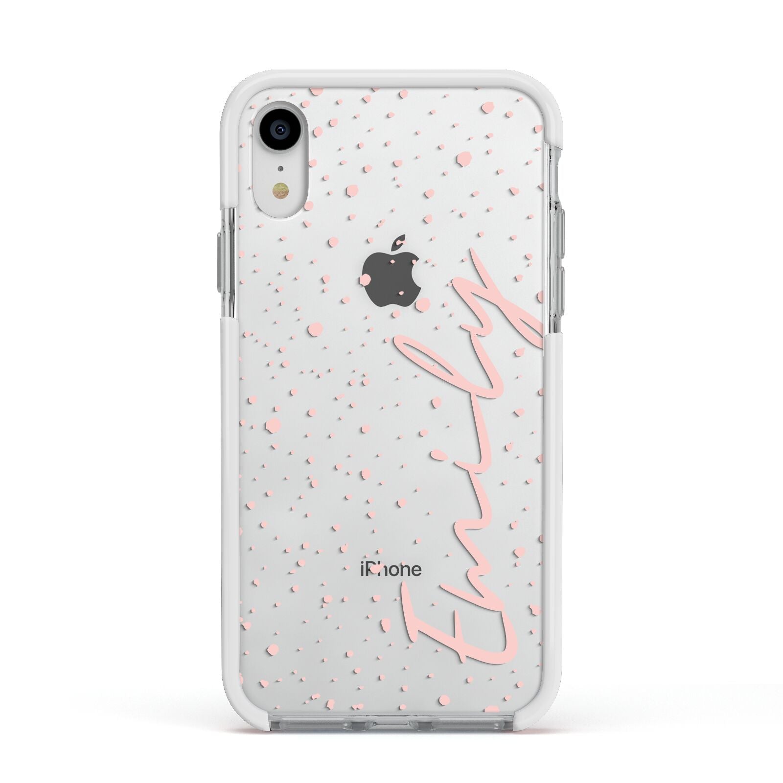 Custom Polka Dot Apple iPhone XR Impact Case White Edge on Silver Phone