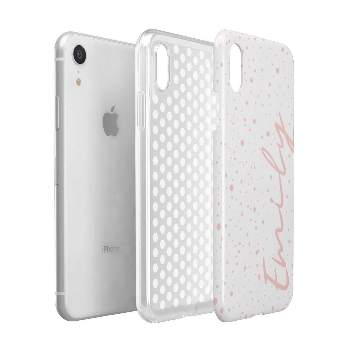 Custom Polka Dot Apple iPhone XR White 3D Tough Case Expanded view