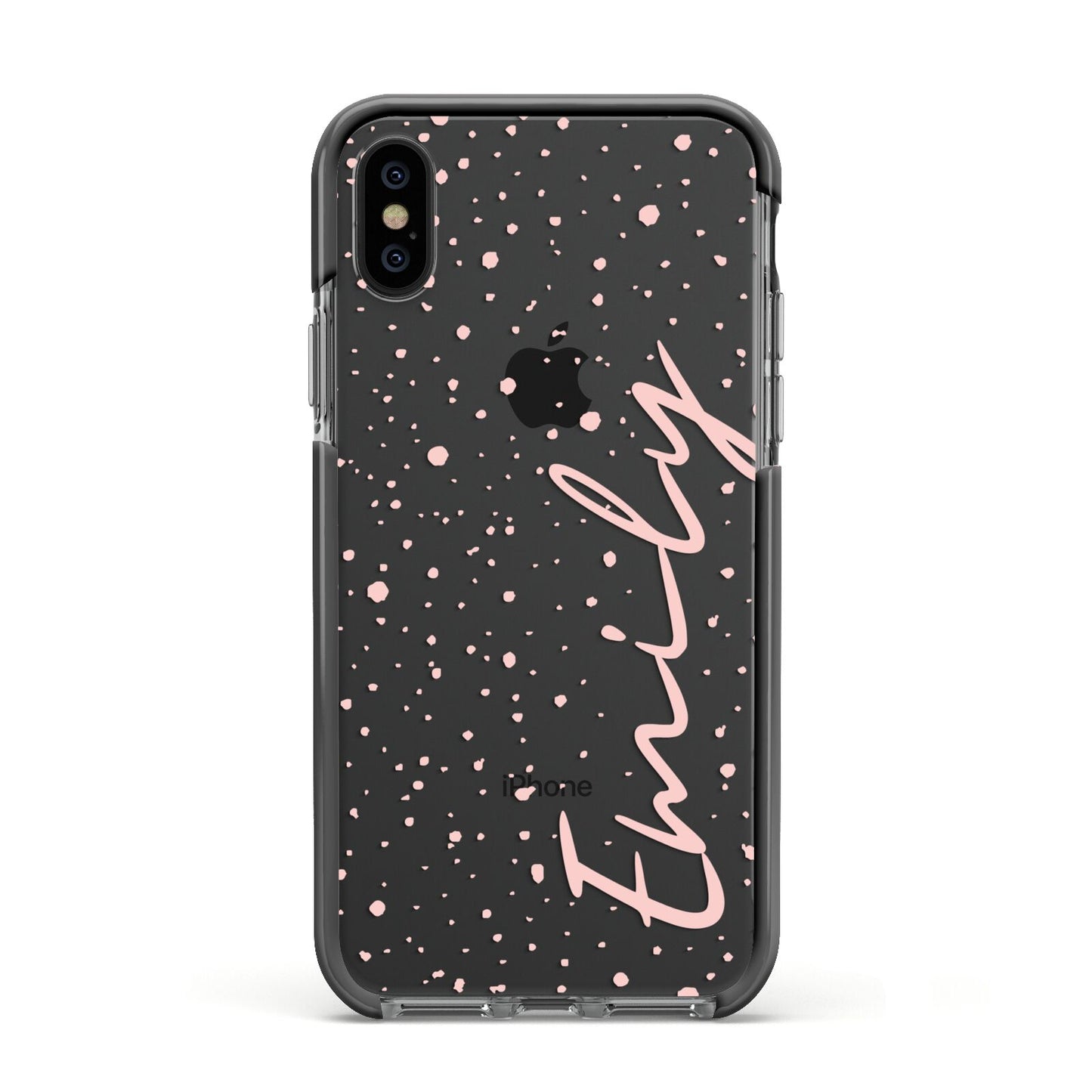 Custom Polka Dot Apple iPhone Xs Impact Case Black Edge on Black Phone