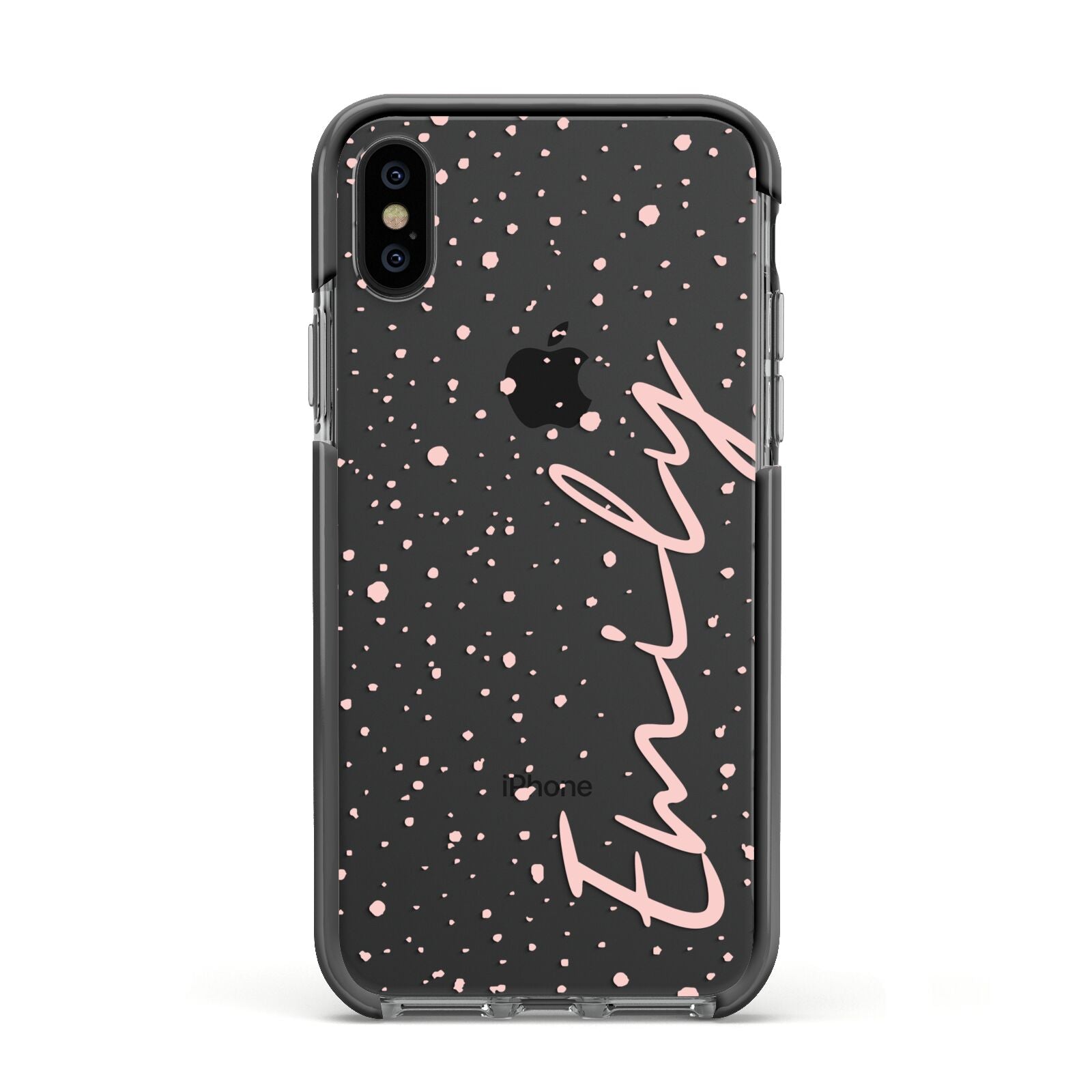 Custom Polka Dot Apple iPhone Xs Impact Case Black Edge on Black Phone