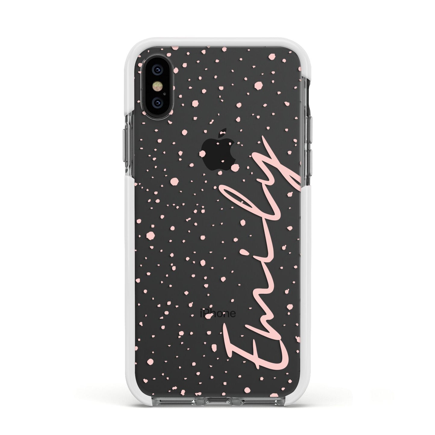 Custom Polka Dot Apple iPhone Xs Impact Case White Edge on Black Phone