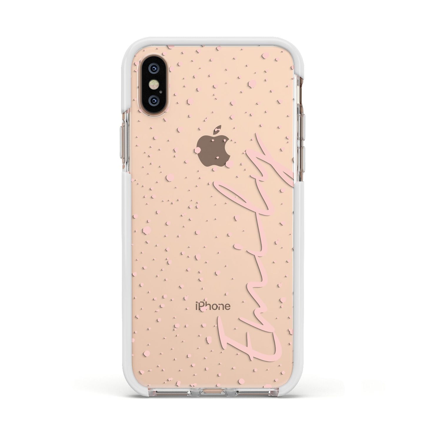 Custom Polka Dot Apple iPhone Xs Impact Case White Edge on Gold Phone