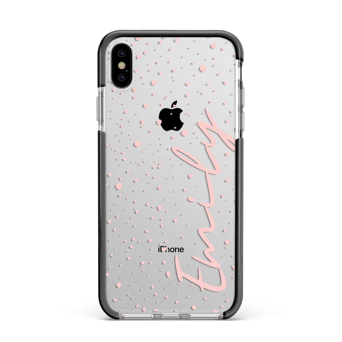 Custom Polka Dot Apple iPhone Xs Max Impact Case Black Edge on Silver Phone
