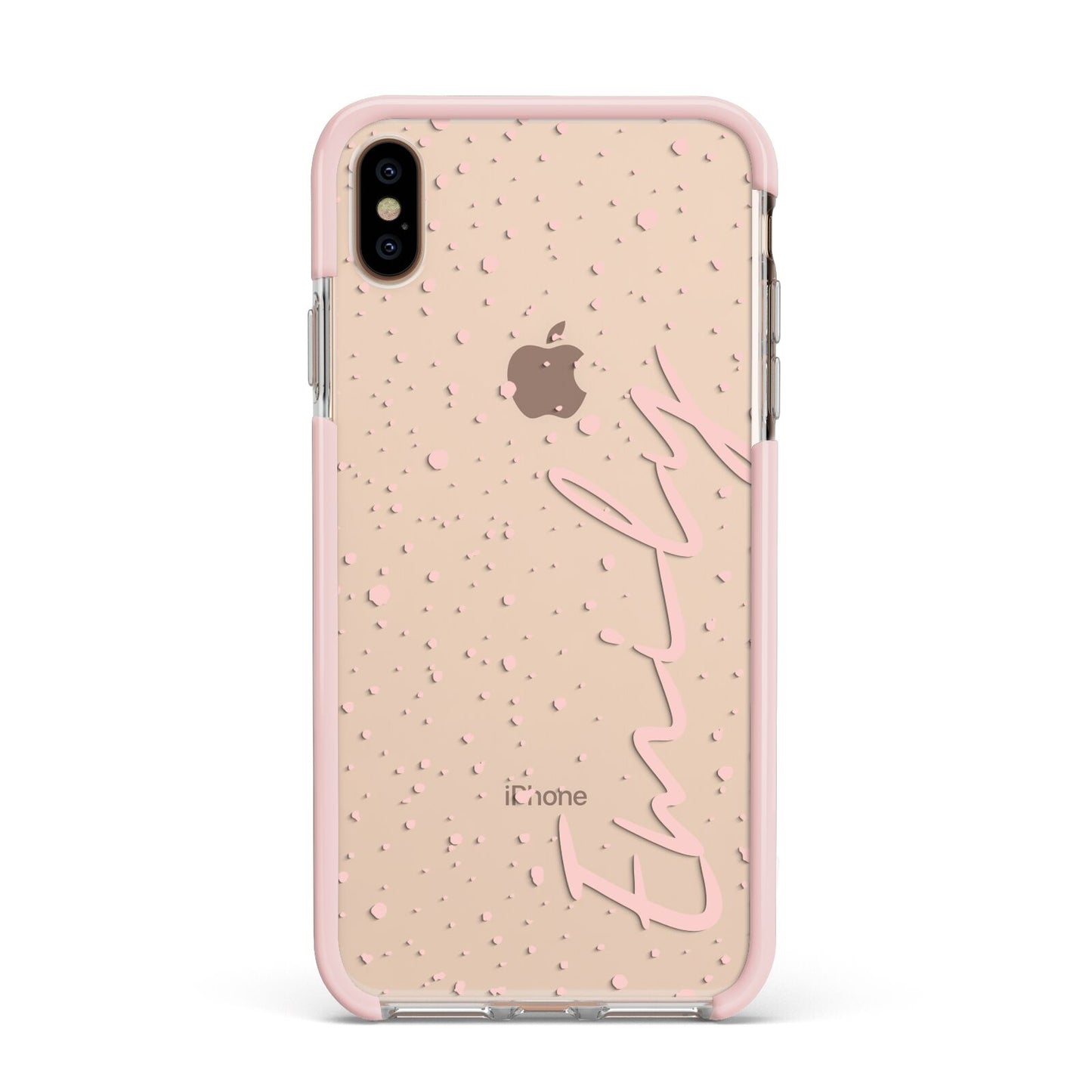 Custom Polka Dot Apple iPhone Xs Max Impact Case Pink Edge on Gold Phone
