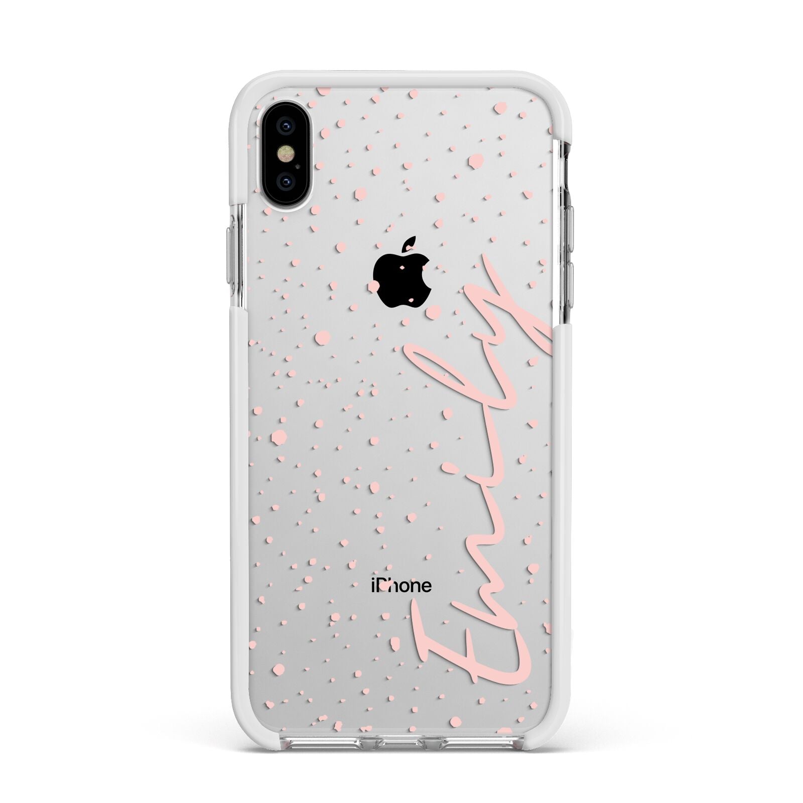 Custom Polka Dot Apple iPhone Xs Max Impact Case White Edge on Silver Phone
