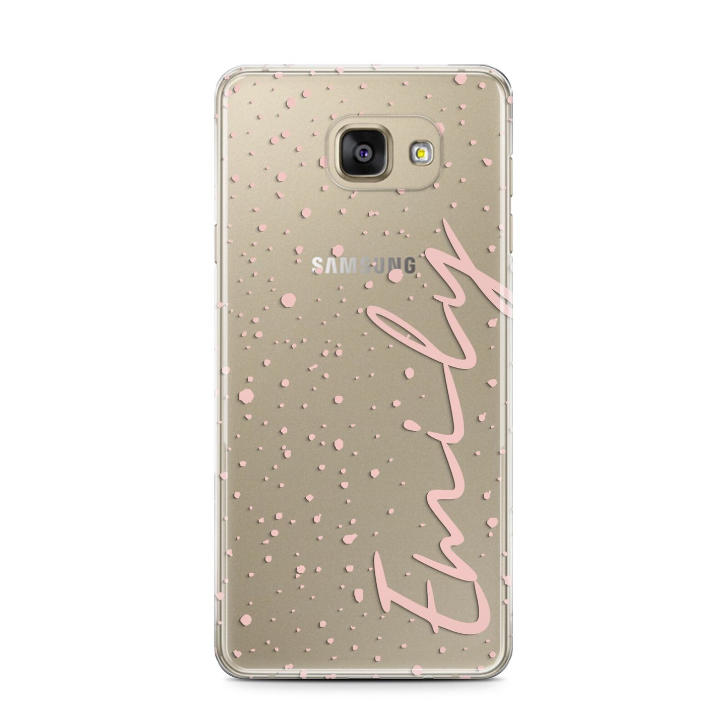 Custom Polka Dot Samsung Galaxy A7 2016 Case on gold phone