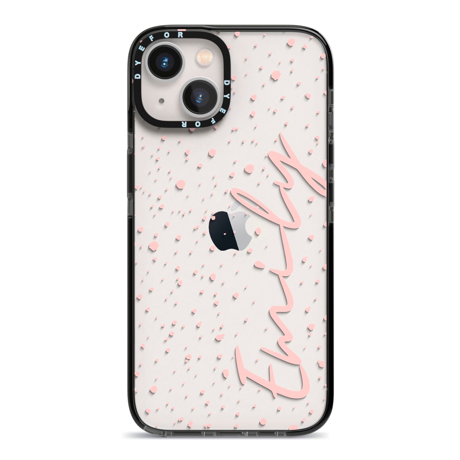 Custom Polka Dot iPhone 13 Black Impact Case on Silver phone
