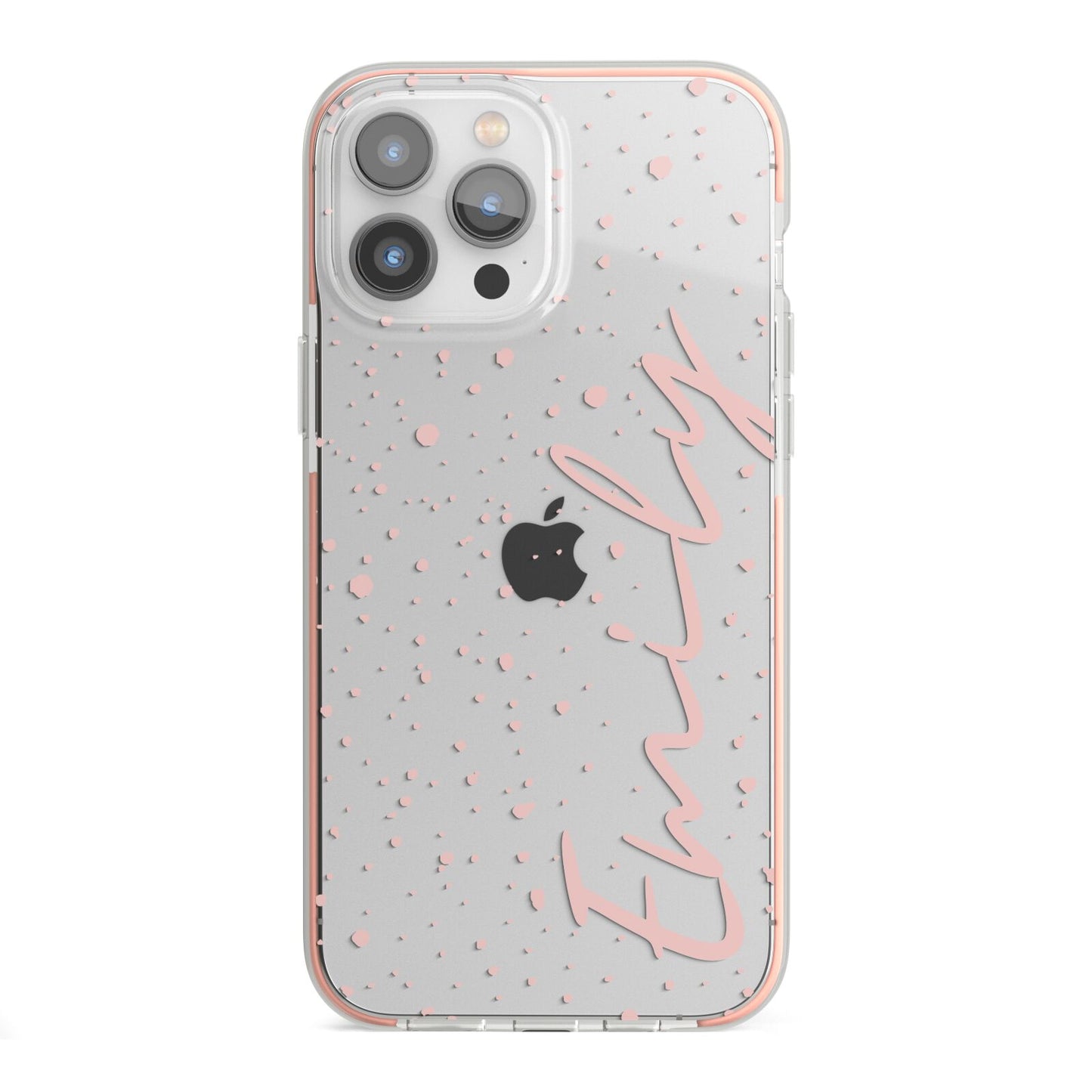 Custom Polka Dot iPhone 13 Pro Max TPU Impact Case with Pink Edges