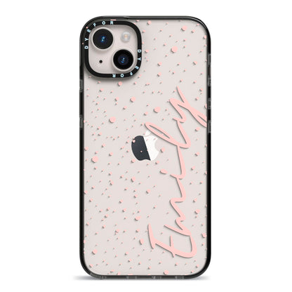 Custom Polka Dot iPhone 14 Plus Black Impact Case on Silver phone