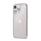 Custom Polka Dot iPhone 14 Pro Max Clear Tough Case Silver Angled Image