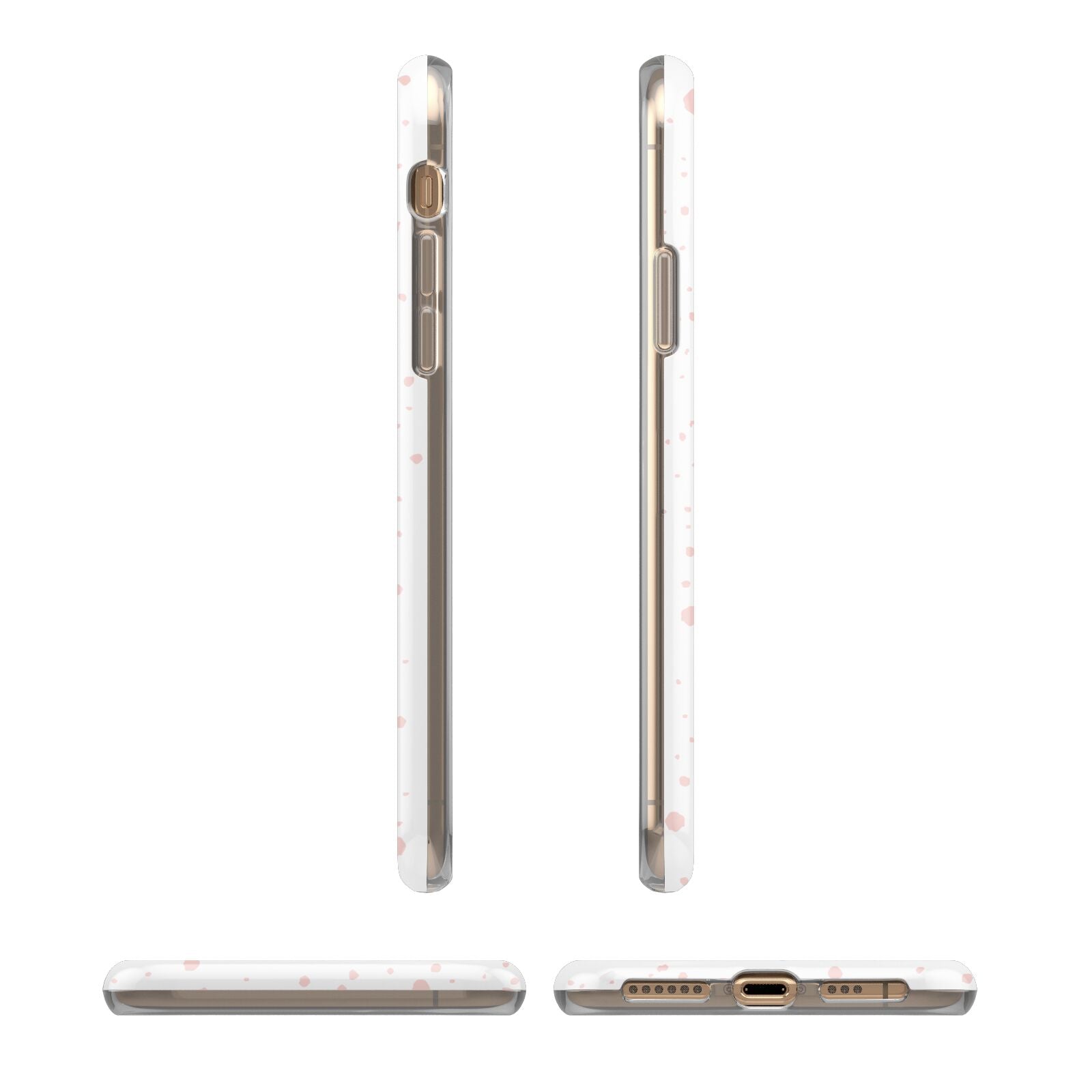 Custom Polka Dot iPhone XS 3D Tough Case in Gold Angled Images