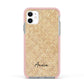 Custom Rattan Pattern Apple iPhone 11 in White with Pink Impact Case