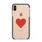 Custom Red Heart Apple iPhone Xs Max Impact Case Black Edge on Gold Phone