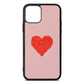 Custom Red Heart Pink Pebble Leather iPhone 11 Case