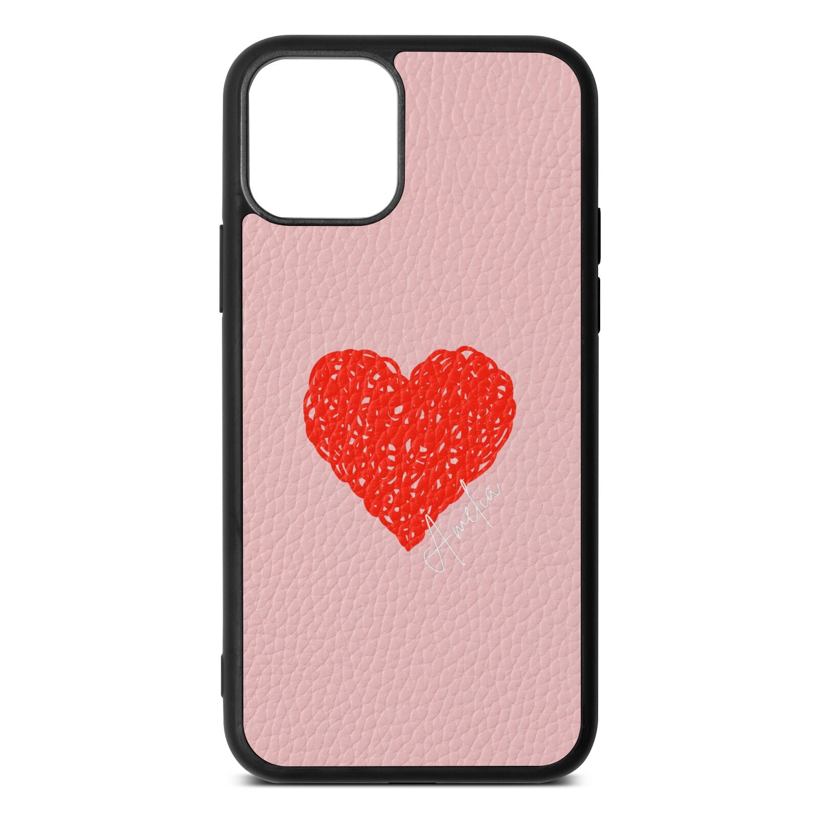 Custom Red Heart Pink Pebble Leather iPhone 11 Pro Case