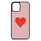 Custom Red Heart Pink Pebble Leather iPhone 12 Mini Case